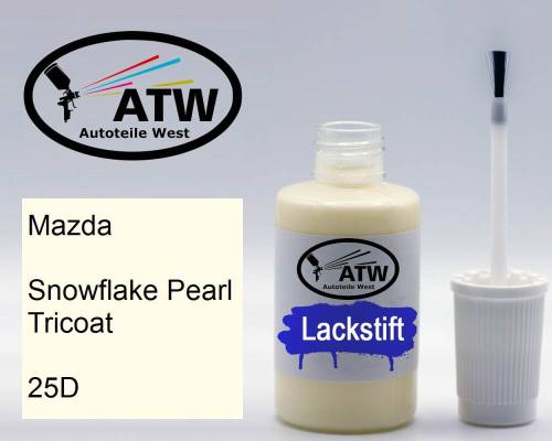 Mazda, Snowflake Pearl Tricoat, 25D: 20ml Lackstift, von ATW Autoteile West.